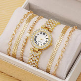 Women's Thin Strap Bracelet Watch Luxury Fashion Gift Box Watch Bracelet Six - piece Set - Show Gadgets